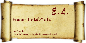 Ender Letícia névjegykártya